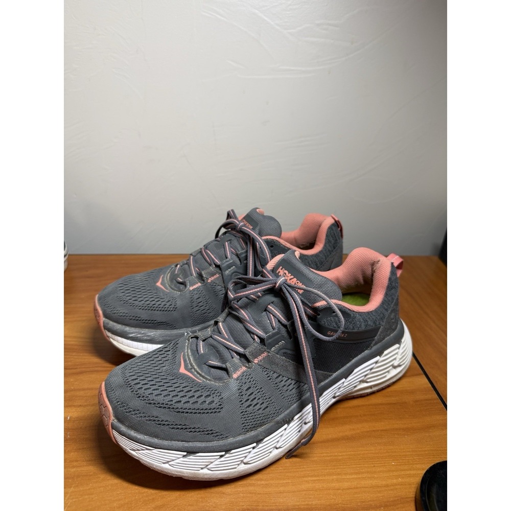 Hoka One One Gaviota 2 Women's Running Shoes Sneakers Size 9 Gray/Salmon